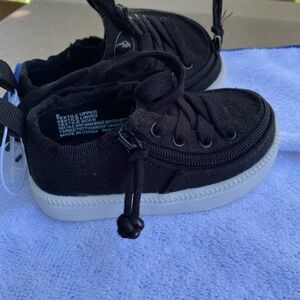 Kids Black Billy Canvas Sneakers with White Sole - Unbranded